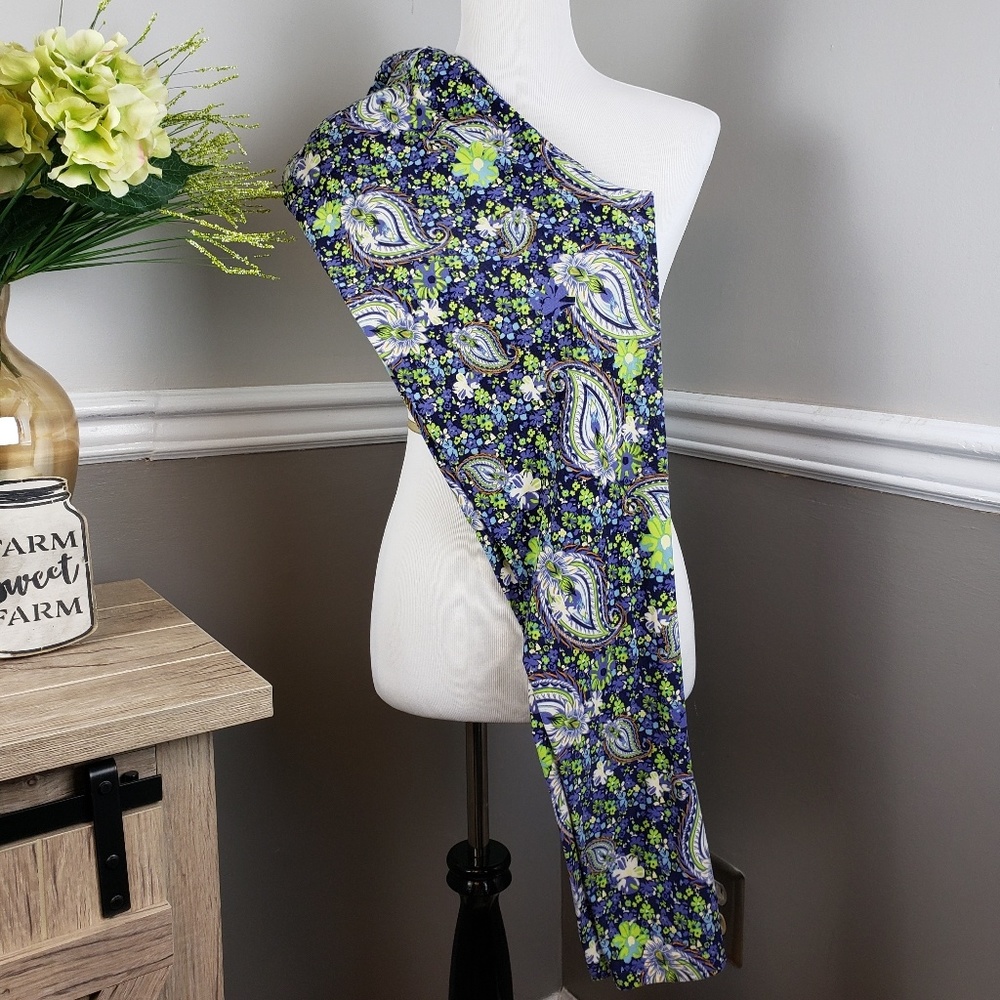 Lularoe Purple Lime Paisley Tall & Curvy leggings